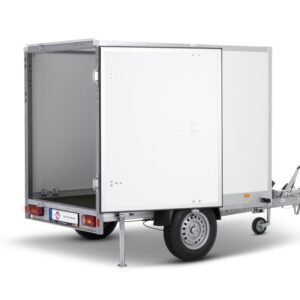 STPK O1 7.5-25-13.1.P15.1 Hecktür, P-Box ungebremst, Plywood mit 1 x großer Hecktür und 1 x Abstellstütze
