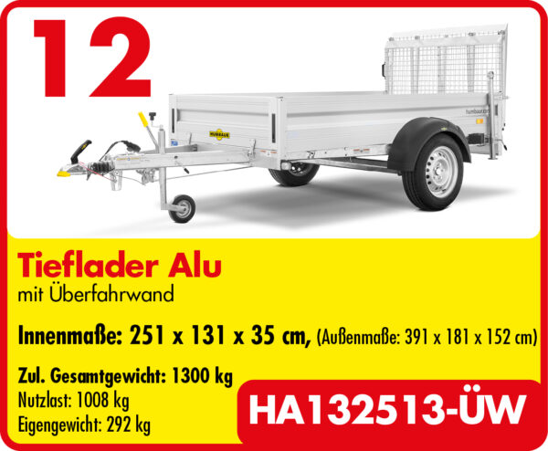 Humbaur Serie 1000 HA 2510x1310x350mm Alu-Anhänger mit Überfahrwand ÜFW – Bild 15