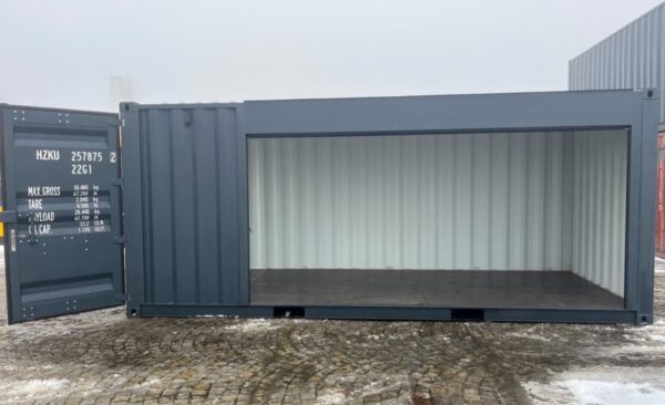 20 Fuß Seecontainer Anthrazit lackiert mit Rollladen – Bild 6