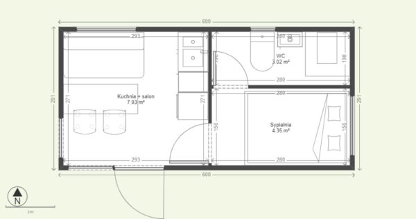 Container Chalet 17 m² - 6x2,9 m mit Bad und Küche – Bild 11