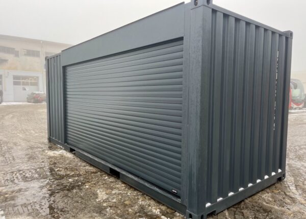 20 Fuß Seecontainer Anthrazit lackiert mit Rollladen – Bild 3