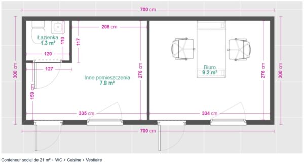 Sozialcontainer 21 m² – mit Küche, WC und Umkleideraum – Bild 7