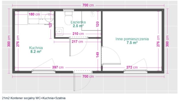 21 m² großer, ausgestatteter Sozialcontainer – WC, Küche und Umkleideraum – Bild 9