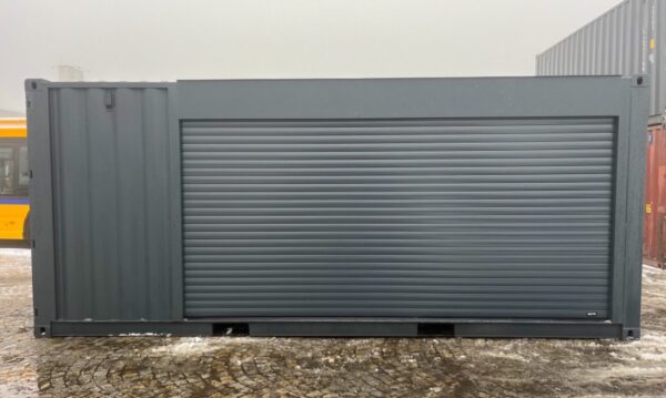 20 Fuß Seecontainer Anthrazit lackiert mit Rollladen – Bild 5