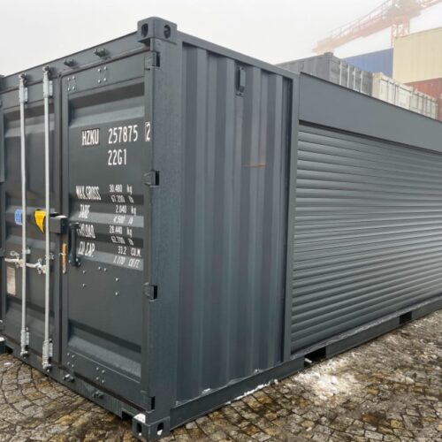 20 Fuß Seecontainer Anthrazit lackiert mit Rollladen